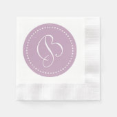 Mauve Mist/Witte Stip Monogram Servet (Voorkant)