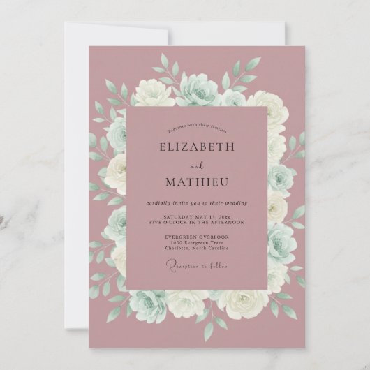 Mauve Misty Watercolor Bruiloft Kaart (Voorkant)