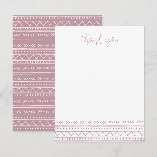 Mauve Modern Boho Hartelijk dank Notitiekaartje (Voorkant / Achterkant)