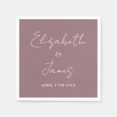 Mauve Modern Minimalistisch Script Wedding Servet (Voorkant)