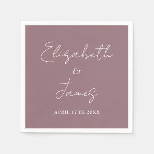 Mauve Modern Minimalistisch Script Wedding Servet