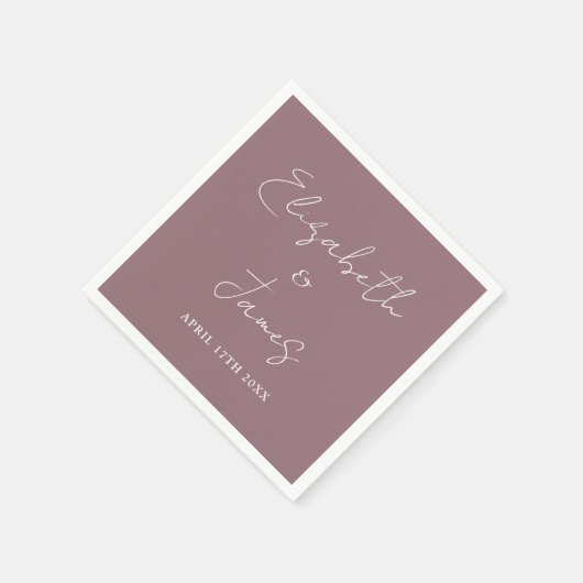 Mauve Modern Minimalistisch Script Wedding Servet (Hoek)