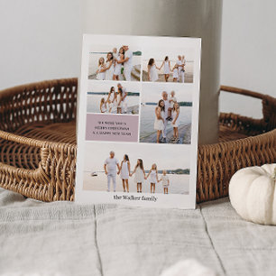 Mauve Modern Neutral 5 Foto Elegant Feestdagenkaart
