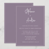 Mauve Modern Simple Wedding Invitation Kaart (Voorkant / Achterkant)