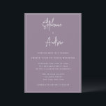 Mauve Modern Simple Wedding Invitation Kaart<br><div class="desc">Hoge kwaliteit en aanpasbaar!</div>