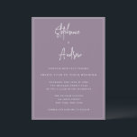 Mauve Modern Simple Wedding Invitation Kaart<br><div class="desc">Hoge kwaliteit en aanpasbaar!</div>