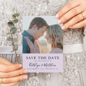 Mauve Modern Typography Simple Photo Wedding Aankondigingskaart