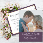 Mauve Modern Typography Simple Photo Wedding Aankondigingskaart