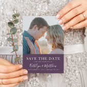 Mauve Modern Typography Simple Photo Wedding Aankondigingskaart