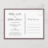 Mauve Modern Typography Simple Photo Wedding Aankondigingskaart (Achterkant)