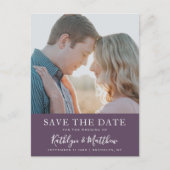 Mauve Modern Typography Simple Photo Wedding Aankondigingskaart (Voorkant)