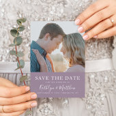 Mauve Modern Typography Simple Photo Wedding Save The Date