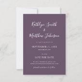 Mauve Modern Typography Simple Photo Wedding Save The Date (Achterkant)
