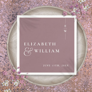 Mauve Moderne Minimalistische Elegante Monogram Br Servet