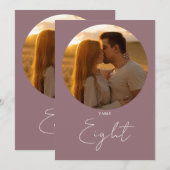 Mauve Moderne Minimalistische Script Tafelnummer (Voorkant / Achterkant)