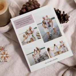 Mauve Moderne Neutrale 4 Foto Elegant Feestdagenkaart