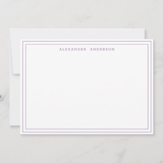 Mauve Moderne Professional Double Border Card Notitiekaartje (Voorkant)