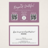 Mauve Moderne QR van het Manuscript dank u kaart (Voorkant /achterkant)