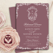 Mauve Monogram  Crest repetitie diner Kaart