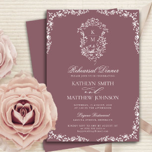 Mauve Monogram  Crest repetitie diner Kaart