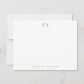 Mauve Monogram Eerste letters Aangepaste naam Mini Notitiekaartje (Voorkant)