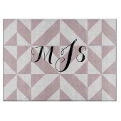 Mauve Monogram Geometric Deco Cube Patroon Snijplank (Voorkant)