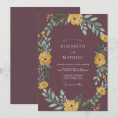 Mauve Mosterd Loof Eucalyptus Bruiloft Kaart (Voorkant / Achterkant)