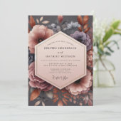 Mauve Nachtelijke Bloeiende Bruiloft Kaart (Staand voorkant)