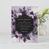 Mauve Nachtelijke Bloemen Bruiloft Kaart (Staand voorkant)