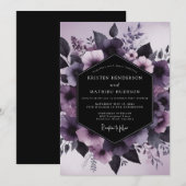 Mauve Nachtelijke Bloemen Bruiloft Kaart (Voorkant / Achterkant)