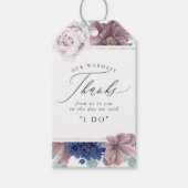 Mauve Navy Blue Bloemen Elegant Dank u Cadeaulabel (Voorkant)