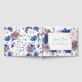 Mauve Navy Blue Floral Elegant bruiloft gastenboek (Volledig)