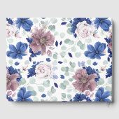 Mauve Navy Blue Floral Elegant bruiloft gastenboek (Achterkant)