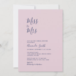 Mauve & Navy | Eenvoudige Minimale Bruidsdouche Kaart