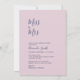 Mauve & Navy   Eenvoudige Minimale Bruidsdouche Kaart