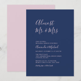 Mauve & Navy | Eenvoudige Minimale Oefenavond Dinn Kaart