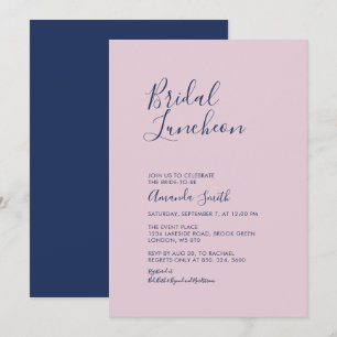Mauve & Navy Eenvoudige Minimalistische Bruiloft Kaart