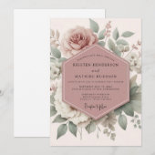 Mauve Oerbloem Bruiloft Kaart (Voorkant / Achterkant)