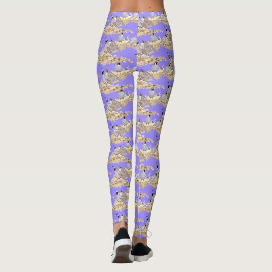 Mauve of Paarse kleur Californische kwartelvogels Leggings (Achterkant)
