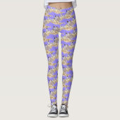 Mauve of Paarse kleur Californische kwartelvogels Leggings (Voorkant)