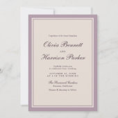 Mauve Old Money Wedding Invitation Kaart (Voorkant)