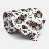 Mauve & Olive  Waterverf Floral Stropdas (Opgerold)