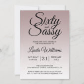 Mauve Ombre 60 en Sassy 60th Birthday Invitation Kaart (Voorkant)