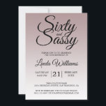 Mauve Ombre 60 en Sassy 60th Birthday Invitation Kaart<br><div class="desc">Het vieren van 60 in stijl met dit moderne 60ste verjaardagsontwerp op een deauville mauve ombre achtergrond, een 60ste schitterende verjaardagsuitnodiging die je gewoon kunt personaliseren en uitzenden voor je 60ste verjaardagsfeest. De woorden zestig en assy worden geplaatst gebruikend moderne manuscriptkalligrafie. Neem contact met ons op via onze winkel als...</div>
