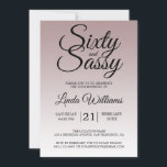Mauve Ombre 60 en Sassy 60th Birthday Invitation Kaart<br><div class="desc">Het vieren van 60 in stijl met dit moderne 60ste verjaardagsontwerp op een deauville mauve ombre achtergrond, een 60ste schitterende verjaardagsuitnodiging die je gewoon kunt personaliseren en uitzenden voor je 60ste verjaardagsfeest. De woorden zestig en assy worden geplaatst gebruikend moderne manuscriptkalligrafie. Neem contact met ons op via onze winkel als...</div>