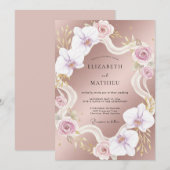 Mauve Oranjerode Lint Huwelijk Kaart (Voorkant / Achterkant)