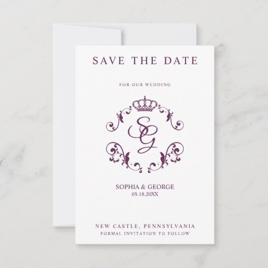 Mauve Ornamental Border with Crown & Initials (Voorkant)