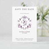 Mauve Ornamental Border with Crown & Initials (Staand voorkant)