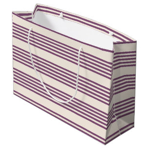 Mauve paars en beige vijf strepen patroon groot cadeauzakje