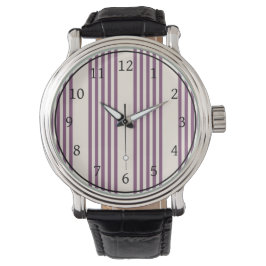 Mauve paars en beige vijf strepen patroon horloge